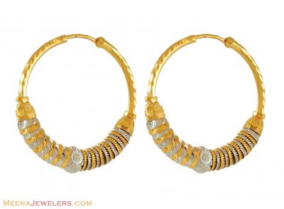 22K Two Tone Fancy Hoops ( Hoop Earrings )