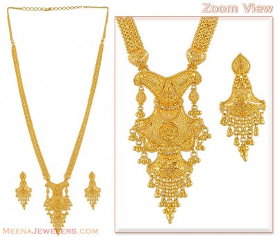 22Kt Gold Long Necklace and Earrings Set ( Bridal Necklace Sets )