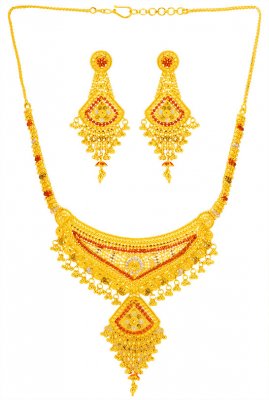 22KT Gold Designer Necklace Set ( 22 Kt Gold Sets )