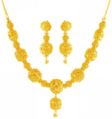 22 Karat Gold Necklace Earring Set ( 22 Kt Gold Sets )