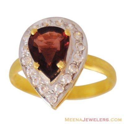 22Kt Gold Ladies Colored Stone Ring ( Ladies Rings with Precious Stones )