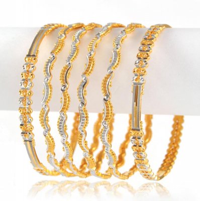 Two Tone Gold Bangles (set of 6) ( Set of Bangles )