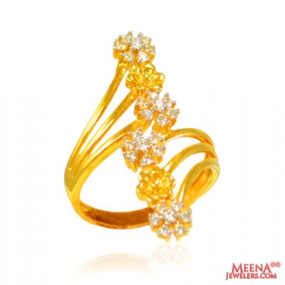 22Kt Gold and CZ Fancy Ring ( Ladies Signity Rings )