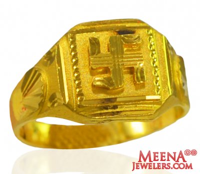 22 kt Holy Swastik Mens Ring ( Religious Rings )