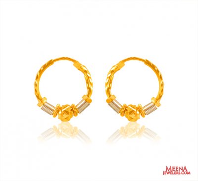 22 kt Gold Baby Hoops ( Hoop Earrings )