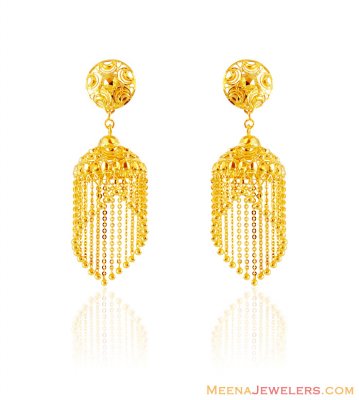 22K Designer Jhumka Earrings  ( 22Kt Gold Fancy Earrings )