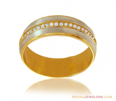 18K Two Tone Fancy CZ Band ( Wedding Bands )