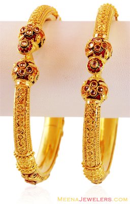 22K Pipe Kada with Meenakari  ( Kadas )