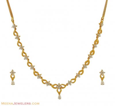 22K Signity Necklace Set ( Gold Designer Sets )