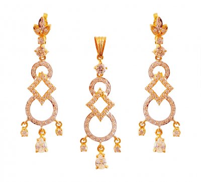 22K Gold Designer Pendant Set ( Precious Stone Pendant Sets )