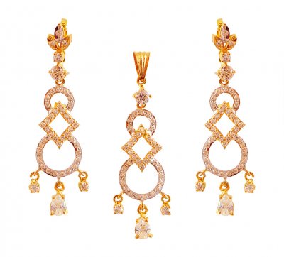 22K Gold Designer Pendant Set  ( Precious Stone Pendant Sets )