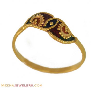 Meenakari Gold Ring (kids) ( 22Kt Baby Rings )