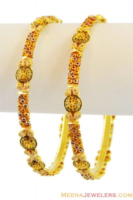 22K Gold Filigree Bangles ( Gold Bangles )