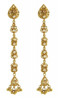 22Kt Gold Long Earrings - ErLn2905 - Attractive light 22 karat gold ...
