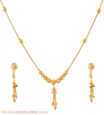 Fancy Gold Necklace set - StLs4859 - 22kt Gold fancy light necklace and ...