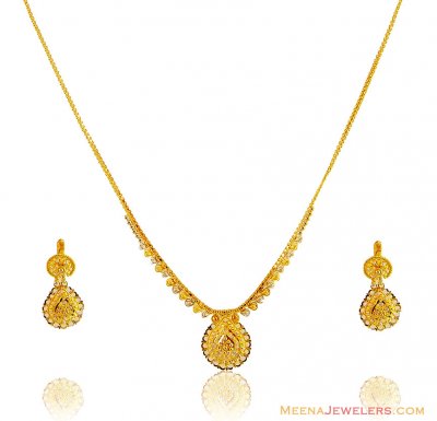 Filigree 2 Tone Necklace Set 22k  ( Light Sets )