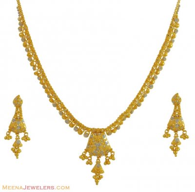 Indian 2 Tone Necklace Set (22K) ( 22 Kt Gold Sets )