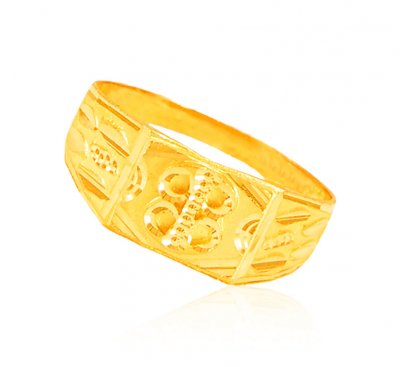 22k Mens Gold Ring Fancy Style ( Mens Gold Ring )