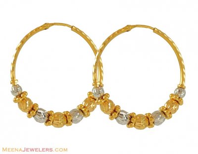 Two Tone Bali in 22k ( Hoop Earrings )