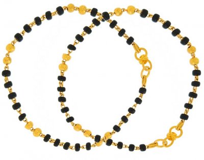 22K Baby Bracelet with Black beads ( Black Bead Bracelets )