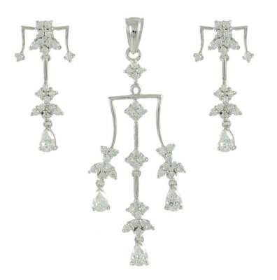 White Gold Fancy Pendant Set ( White Gold Pendant Sets )