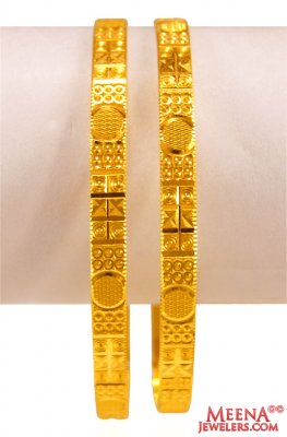 22 Kt Gold Machine Bangles (2Pcs) ( Gold Bangles )