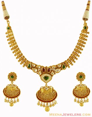 Gold Kundan Necklace Set ( Antique Necklace Sets )