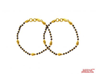 22k Black Beads Bracelet(2PCS) ( Black Bead Bracelets )