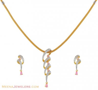 Gold Signity Necklace Set ( Gold Designer Sets )