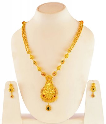 22K Long Temple Necklace Set ( Gold Designer Sets )