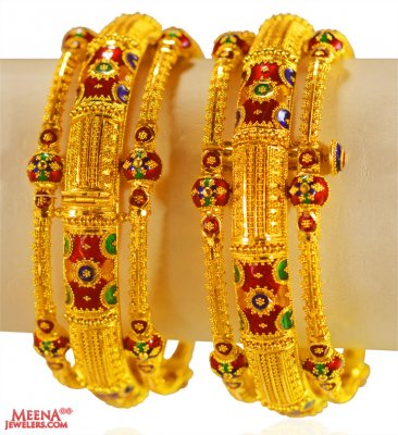 22kt Gold Meenakari Kada (2pc) ( Kadas )