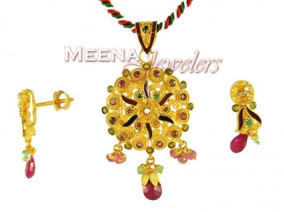 22Kt Gold Fancy Pendant ( Fancy Pendant Set )