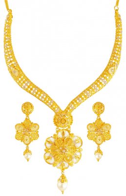 22KT Gold Necklace Earring Set ( 22 Kt Gold Sets )