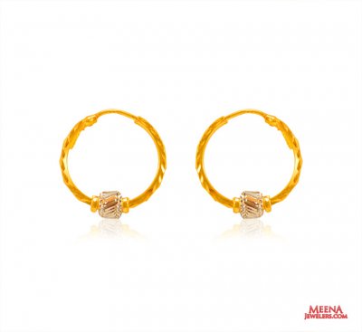 22 k Gold Two Tone Hoop Earrings ( Hoop Earrings )