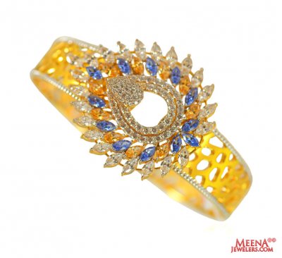 Gold Fancy Kada with signity stones ( Stone Bangles )