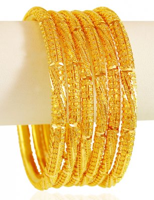 22K Gold Bangles Set (6 PCs) ( Set of Bangles )