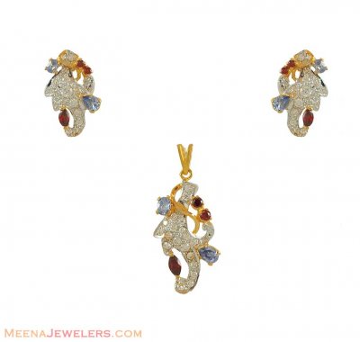 22Kt Gold Fancy Pendant Set ( Fancy Pendant Set )