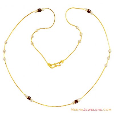 22K Meenakari Designer Chain - ChFc14288 - 22k gold chain with white ...