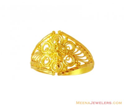 22K Gold Filigree Ring  ( Ladies Gold Ring )