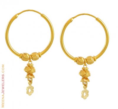 22kt Gold Earrings - ErHp8327 - 22Kt Gold Hoop Earrings designed with ...