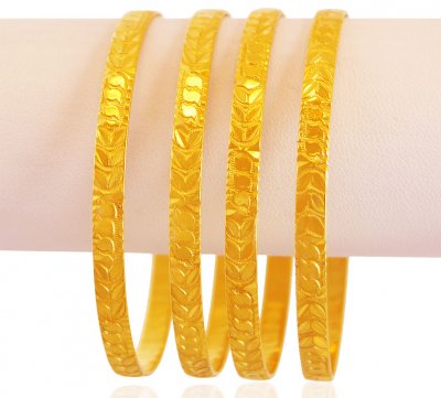 22K Gold Machine Bangles (4 Pc) ( Set of Bangles )