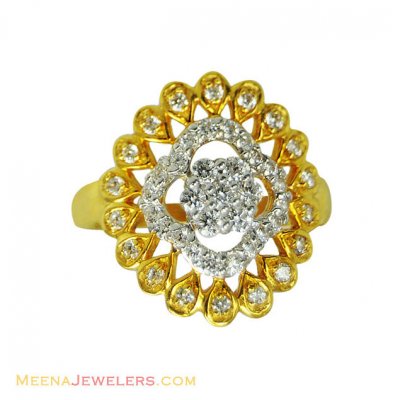 22k 2 Tone Indian Ring ( Ladies Signity Rings )