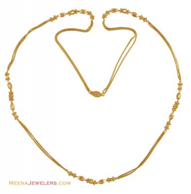 22k 2 Layered Balls Chain(26 inch) ( 22Kt Long Chains (Ladies) )