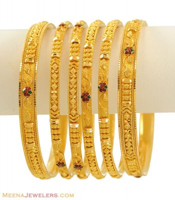 22 Karat Bangles (set of 6) ( Set of Bangles )