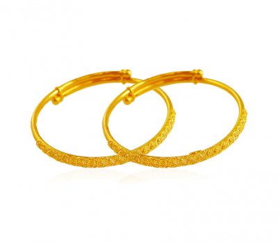 22k Fancy Gold Baby Kadas(Pair) ( Baby Bangles )