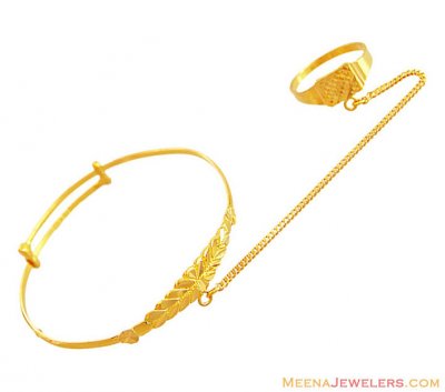 Kids Kada with Ring 22k Gold  ( 22Kt Baby Bracelets )