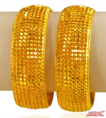 22Kt Gold Filigree Bangles (2 Pcs)  ( Gold Bangles )