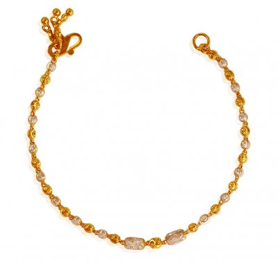 22K Gold Balls Two Tone Bracelet ( Ladies Bracelets )