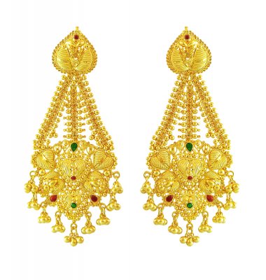 22K Long Meenakari Earrings ( Long Earrings )