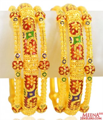 22Kt Gold Meenakari Kadas  2Pc ( Kadas )